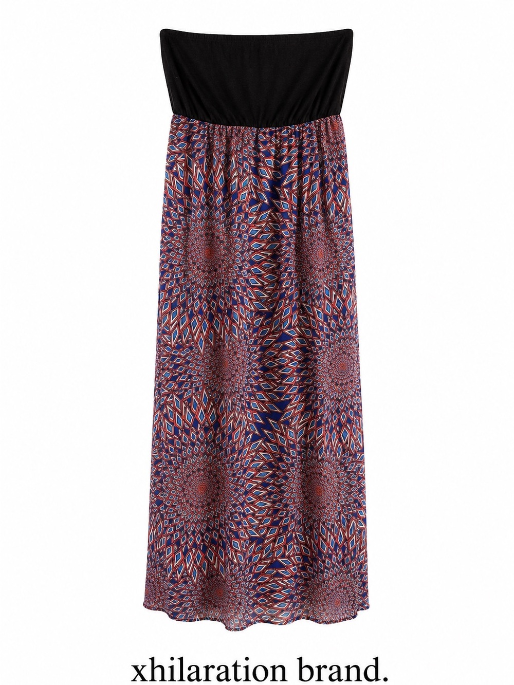 Xhilaration Multicolor Geometric Print Maxi Skirt - Navy & Red